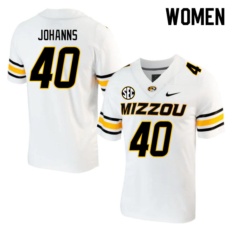 Women #40 Damon Johanns Missouri Tigers College 2023 Football Stitched Jerseys Sale-White